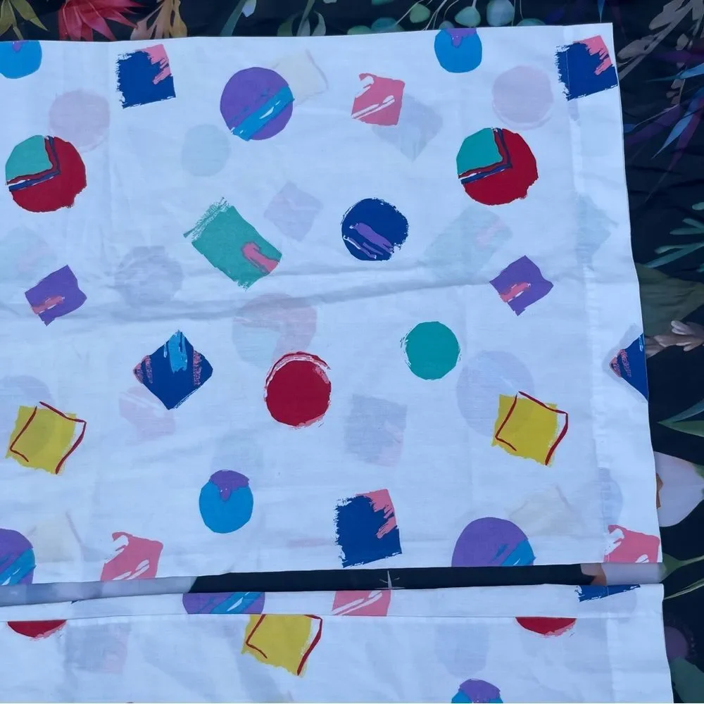 Vintage Colorful Abstract Springs Brand KING Size Pillowcase Set of 2 EUC 90's?